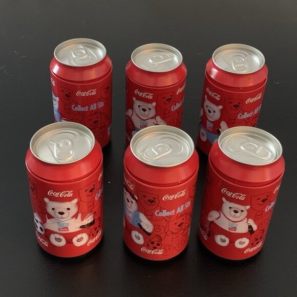 Set of 6 Coca-Cola Athens Olympics 2004 Bean Bag Plush Polar Bears in Coke Cans - Picture 13 of 14